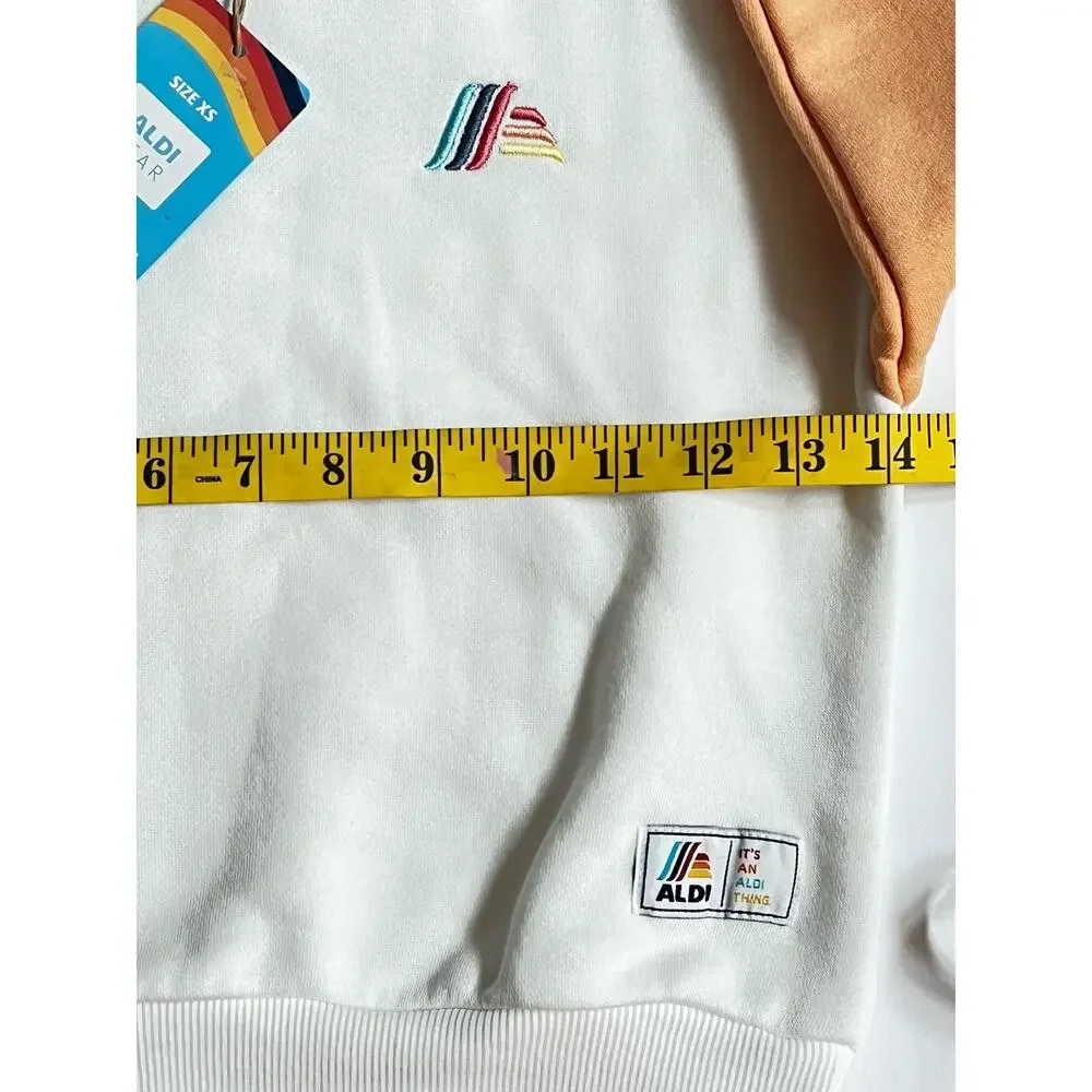 Aldi Gear 2025 Children’s white Colorblock Pullover Sweatshirt Size XS ALDI